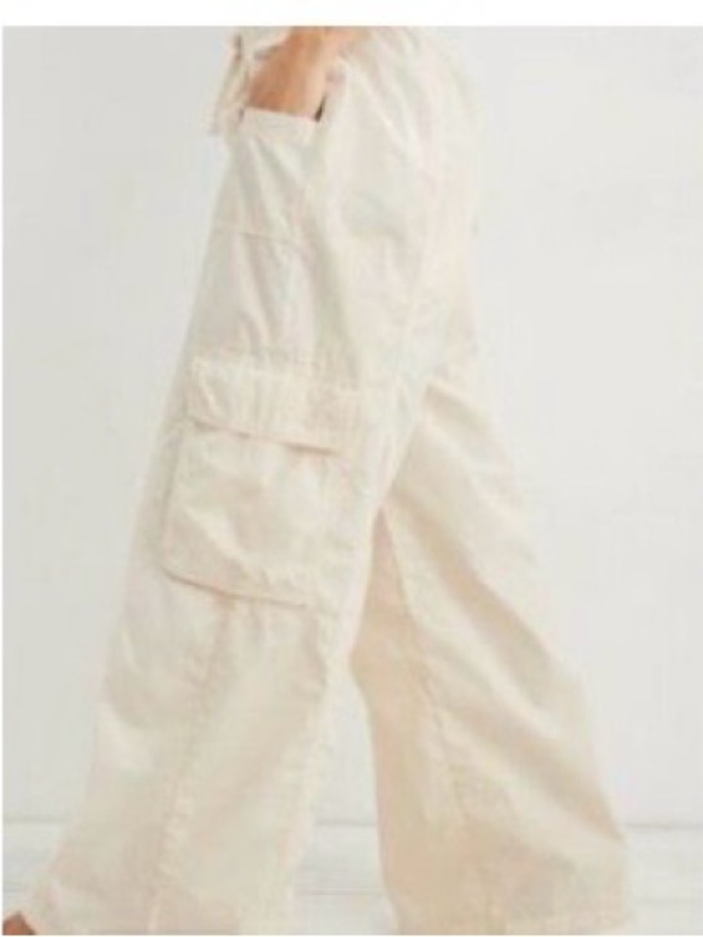 aerie Oversized Cargo Cream Elastic Waist Knit Pants XS